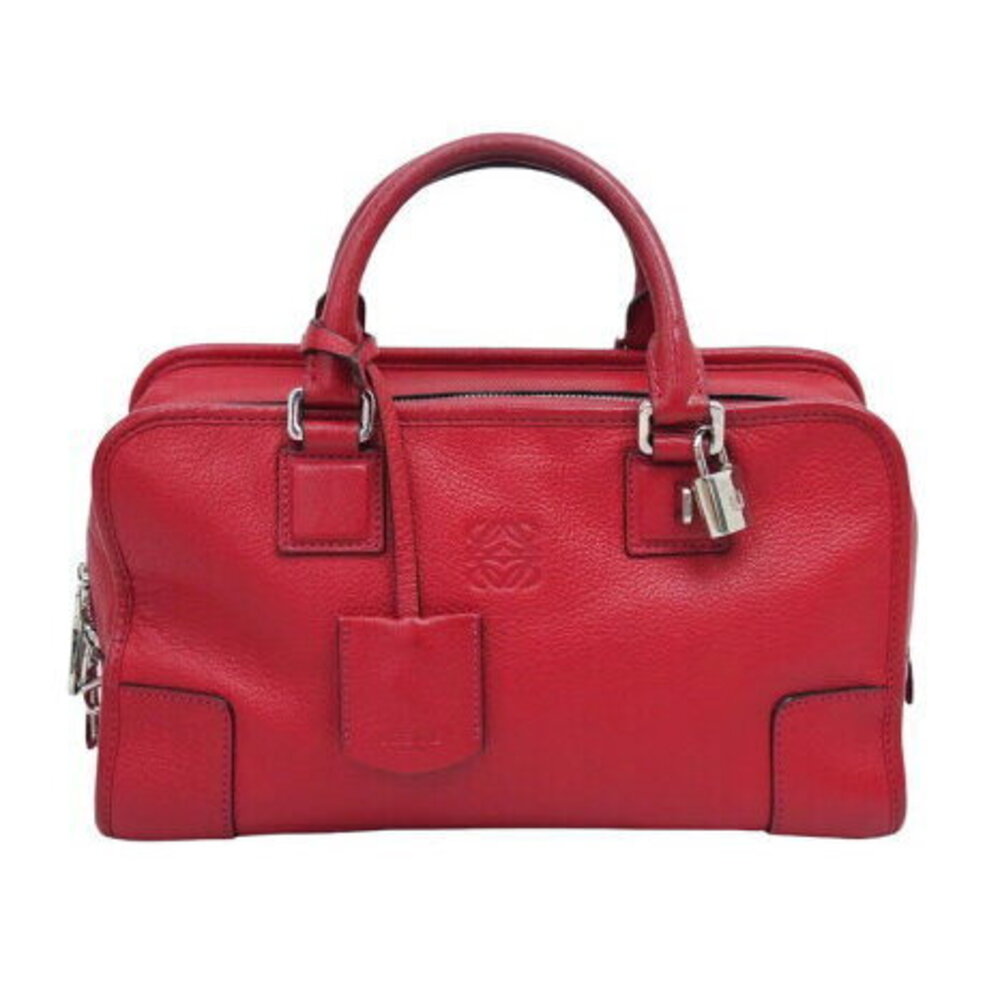 Loewe Amazona Leather Handbag Red Padlock Clochet